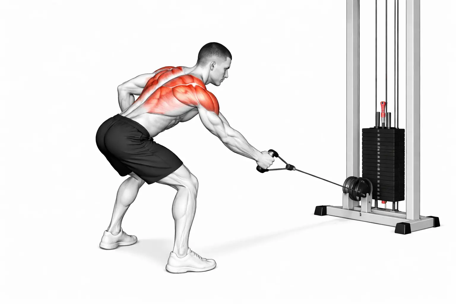 Tirage à la poulie buste penché à un bras (anti-rotation) - Row unilatéral buste penché.